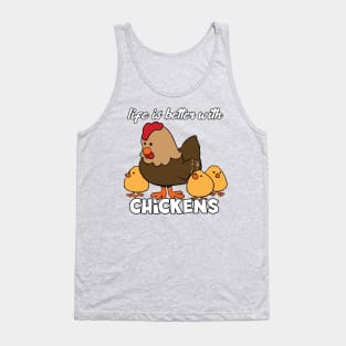 Life Is Better with Chickens Cartoon Funny Hen Black Tank Top